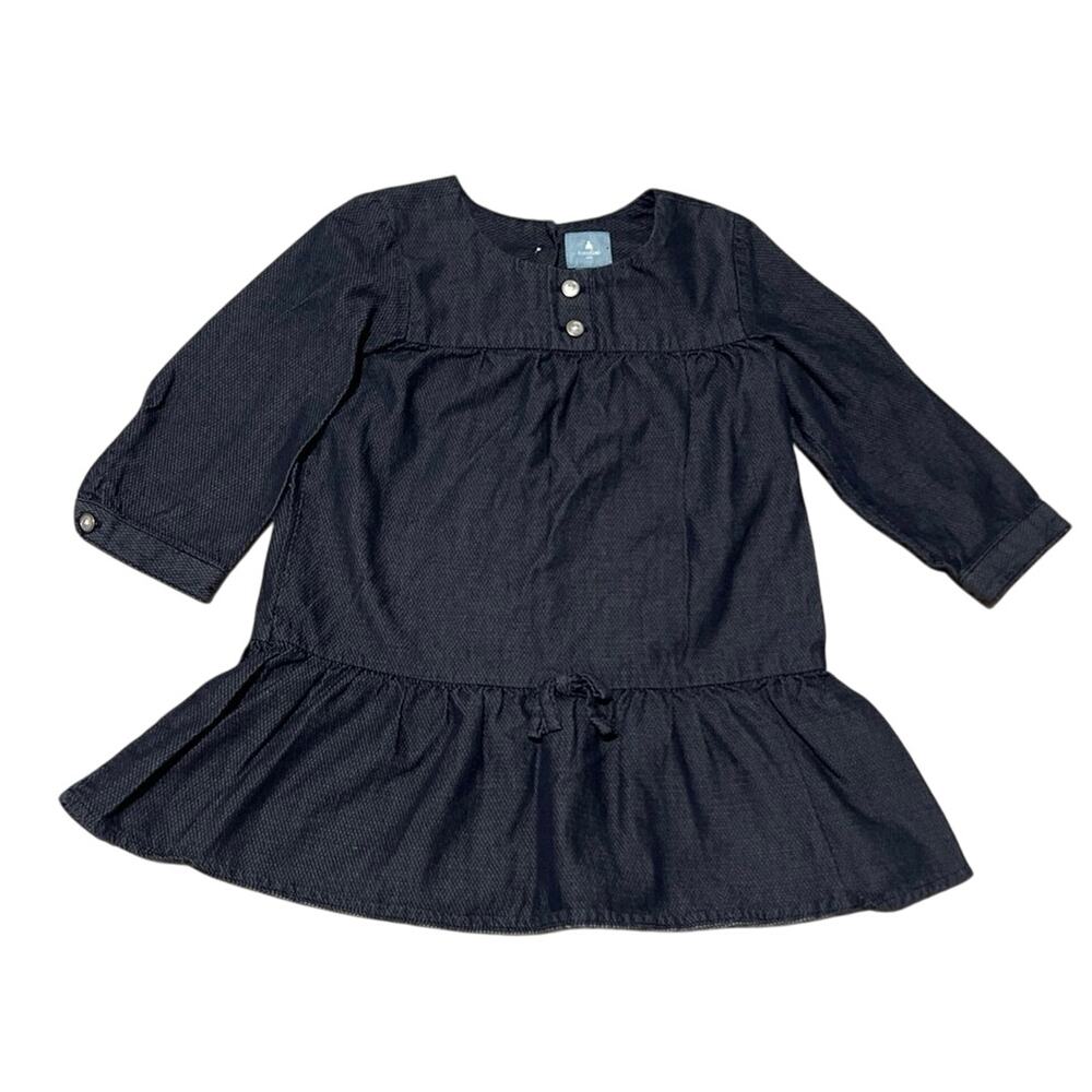 Baby Gap girls drop waist peplum chambray dress size‎ 6-12 months dark blue